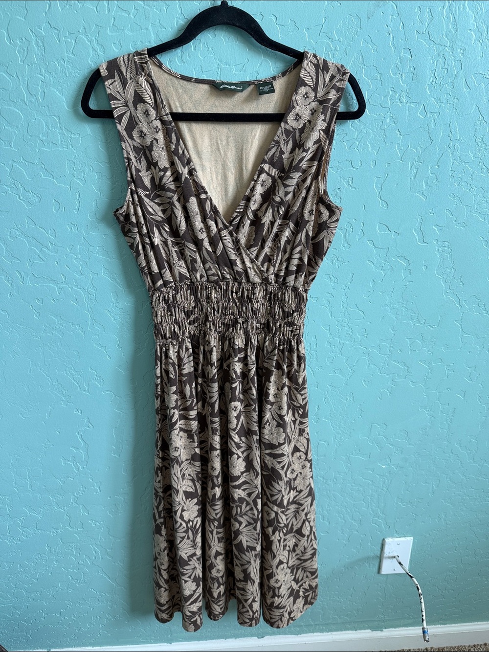 Eddie Bauer brown & tan midi dress